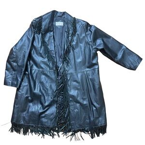 Venezia Fringe Detail With Padded Shoulders  Genuine Leather Jacket